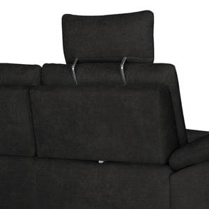 Ecksofa Odenas Webstoff - Webstoff Palila: Schwarz - Longchair davorstehend rechts - Mit Schlaffunktion