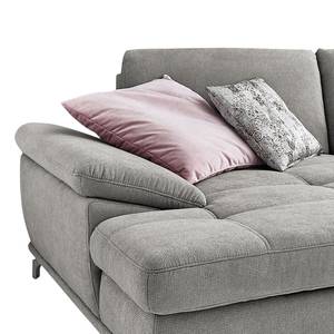 Ecksofa Odenas Webstoff - Webstoff Palila: Granit - Longchair davorstehend links - Ohne Schlaffunktion