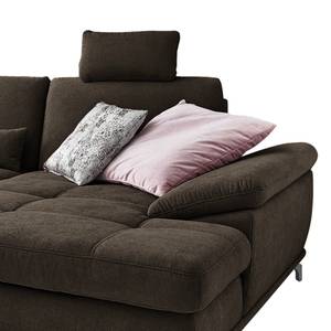 Ecksofa Odenas Webstoff - Webstoff Palila: Espresso - Longchair davorstehend rechts - Mit Schlaffunktion