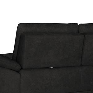 Ecksofa Odenas Webstoff - Webstoff Palila: Schwarz - Longchair davorstehend links - Ohne Schlaffunktion