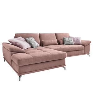 Ecksofa Odenas Webstoff - Webstoff Palila: Mauve - Longchair davorstehend links - Ohne Schlaffunktion