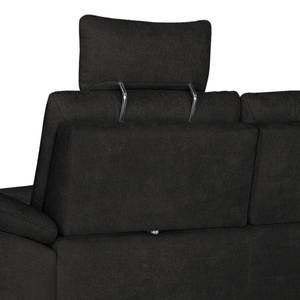 Ecksofa Odenas Webstoff - Webstoff Palila: Schwarz - Longchair davorstehend links - Mit Schlaffunktion