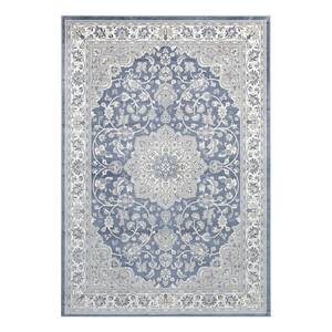 Laagpolig vloerkleed Orient Keshan textielmix - Blauw/zilverkleurig