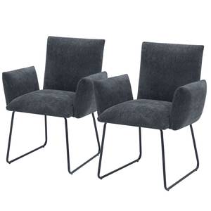 Chaises accoudoirs Malaville (lot de 2) Chenille / Fer - Gris / Noir