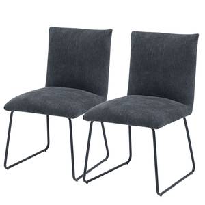 Chaises capitonnées Malaville (lot de 2) Chenille / Fer - Gris / Noir