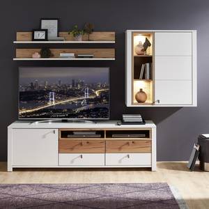 Armoire murale Cordelle III Éclairage inclus - Blanc mat / Hêtre sauvage