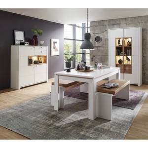 Buffet haut Cordelle II Éclairage inclus - Blanc mat / Hêtre sauvage