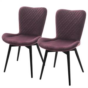 Gestoffeerde stoelen Mettray (set van 2) vlakweefsel/massief beukenhout - Bordeauxrood