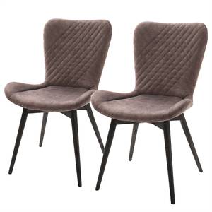 Gestoffeerde stoelen Mettray (set van 2) vlakweefsel/massief beukenhout - Taupe
