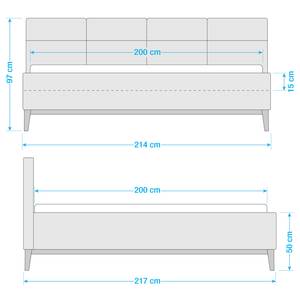 Gestoffeerd bed Kaarina Structuurstof Ronya: Donkergrijs - 200 x 200cm - Zonder opbergruimte