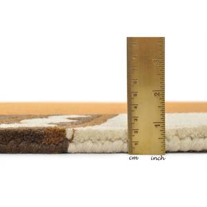 Laagpolig vloerkleed Ambadi Rund scheerwol - Bruin - Diameter: 150 cm