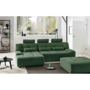 Ecksofa Valleres Webstoff - Webstoff Nila: Grün - Longchair davorstehend links - Ohne Hocker