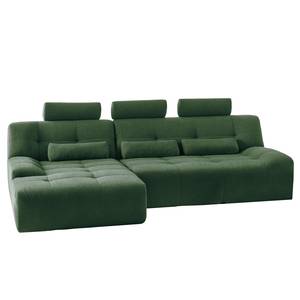 Ecksofa Valleres Webstoff - Webstoff Nila: Grün - Longchair davorstehend links - Ohne Hocker