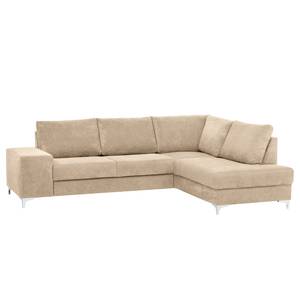 Ecksofa Lescun Webstoff - Webstoff Koza: Creme - Ottomane davorstehend rechts