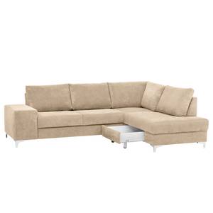 Ecksofa Lescun Webstoff - Webstoff Koza: Creme - Ottomane davorstehend rechts