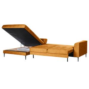 Hoekbank GAILLON met chaise longue Microvezel Cori: Saffraan - Longchair vooraanzicht links