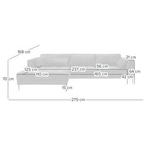 Hoekbank GAILLON met chaise longue Microvezel Cori: Donkergroen - Longchair vooraanzicht links