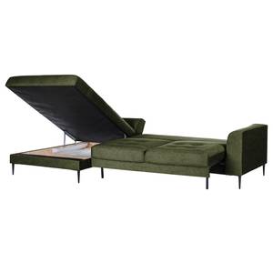 Hoekbank GAILLON met chaise longue Microvezel Cori: Donkergroen - Longchair vooraanzicht links