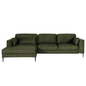 Ecksofa GAILLON mit Longchair Microfaser Cori: Dunkelgrün - Longchair davorstehend links