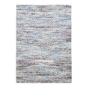 Wollteppich Smooth Comfort Diamond Schurwolle / Baumwolle - Blau - 85 x 155 cm