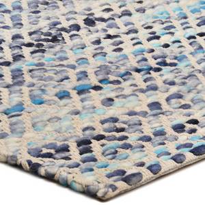 Tapis Smooth Comfort Diamond Laine vierge / Coton - Bleu - 85 x 155 cm