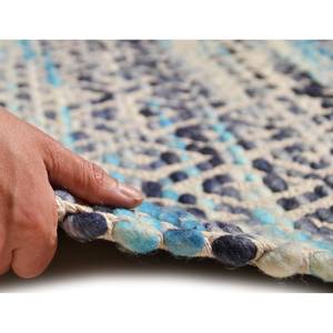 Tapis Smooth Comfort Diamond Laine vierge / Coton - Bleu - 85 x 155 cm