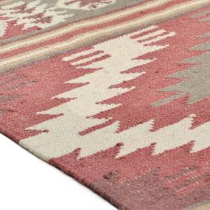 Tapis Vintage Kelim Laine / Coton - Rouge