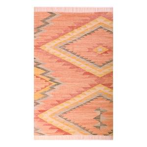 Wollen vloerkleed Vintage Zigzag wol/katoen - bessenkleurig - 160 x 230 cm