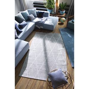 Laagpolig vloerkleed Fine Lines textielmix - Zilver - 68 x 130 cm