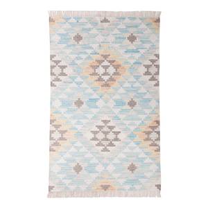 Tapis Vintage Check Laine / Coton - Turquoise / Multicolore