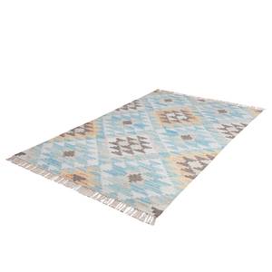 Tapis Vintage Check Laine / Coton - Turquoise / Multicolore