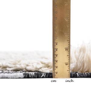 Wollen vloerkleed Vintage Cozy wol/katoen - zwart/wit - 65 x 135 cm