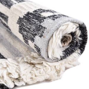 Wollteppich Vintage Cozy Wolle / Baumwolle - Schwarz / Weiß - 65 x 135 cm