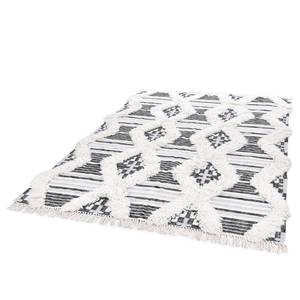 Tapis Vintage Cozy Laine / Coton - Noir / Blanc - 65 x 135 cm