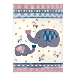 Kinderteppich Happy Elefant Polypropylen - Creme - 120 x 170 cm