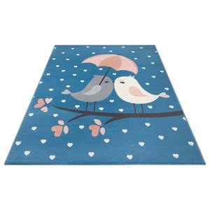 Kindervloerkleed Love Birds polypropeen - Hemelsblauw - 80 x 150 cm