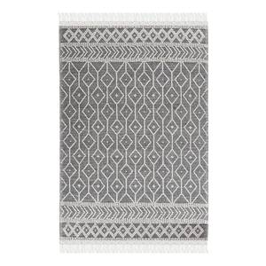 Wollen vloerkleed Colored Macrame Two wol/katoen - natuurlijk grijs - 65 x 135 cm