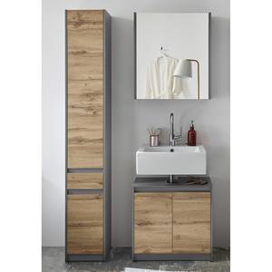 Set mobili da bagno Romslo III (3) Effetto rovere nodato / Grigio