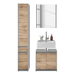 Set mobili da bagno Romslo III (3) Effetto rovere nodato / Grigio