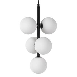 Hanglamp KJUL 5 lichtbronnen Zwart metaal/Wit opaalglas