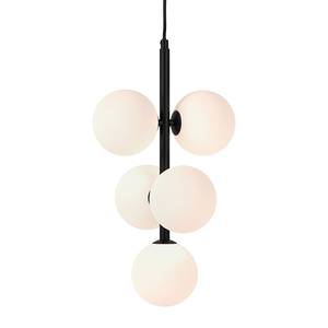 Hanglamp KJUL 5 lichtbronnen Zwart metaal/Wit opaalglas