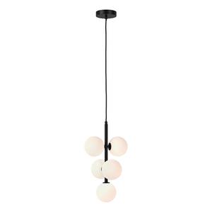 Hanglamp KJUL 5 lichtbronnen Zwart metaal/Wit opaalglas