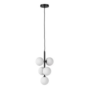 Hanglamp KJUL 5 lichtbronnen Zwart metaal/Wit opaalglas