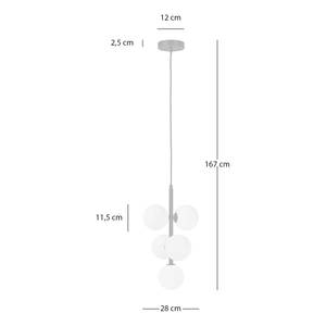 Hanglamp KJUL 5 lichtbronnen Zwart metaal/Wit opaalglas