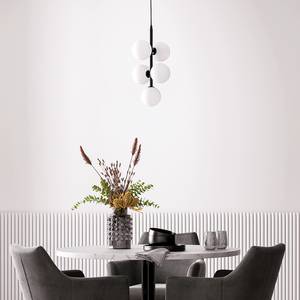 Hanglamp KJUL 5 lichtbronnen Zwart metaal/Wit opaalglas