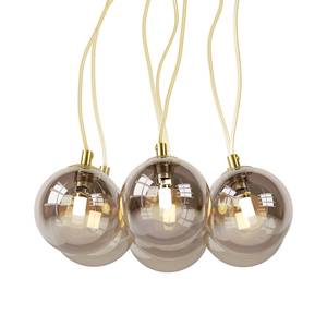 Hanglamp KJUL 7 lichtbronnen Glanzend goudkleurig metaal/Amberkleurig glas