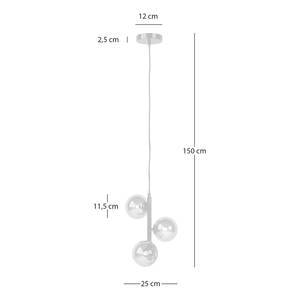Pendelleuchte KJUL 3-flammig Metall Grau glänzend / Rauchglas