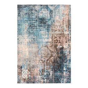 Laagpolig vloerkleed Indiana 300 textielmix - blauw/bruin - 80 x 150 cm