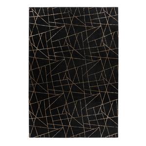Hoogpolig vloerkleed Bijou 125 kunstvezels - Zwart/goudkleurig - 160 x 230 cm