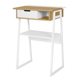 Bureau debout Space Placage en bois véritable / Métal - Chêne / Blanc